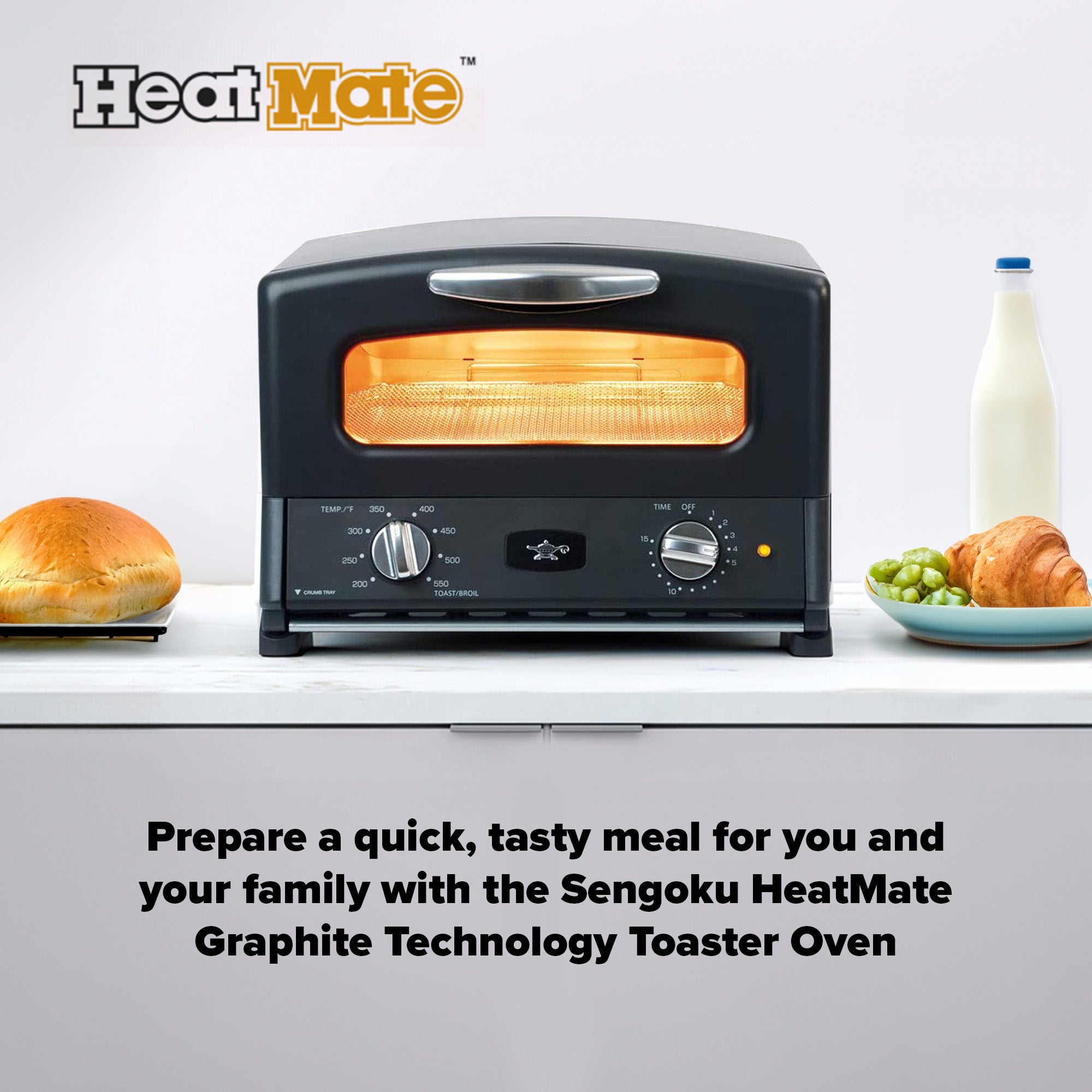 Sengoku SET-G16A(K) HeatMate Graphite Technology Toaster Oven, 120 Volt, Black - VMInnovations