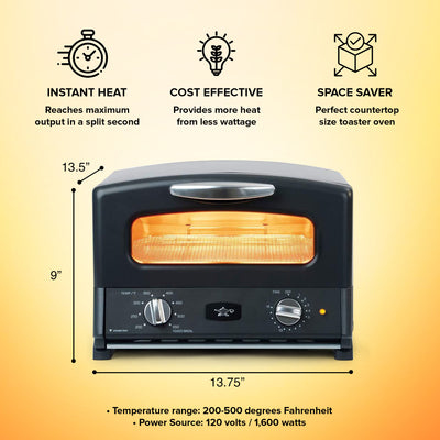 Sengoku HeatMate Instant Heat Graphite Toaster Oven, 120 Volt, Black (Used)