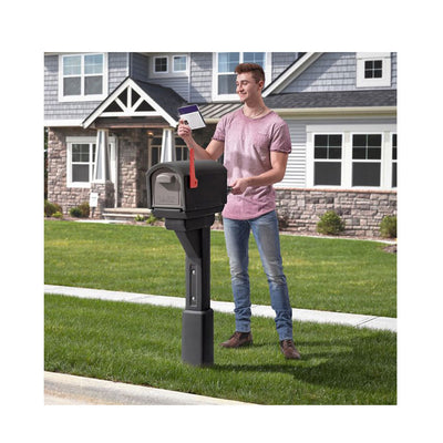 Step2 MailMaster Express Plastic Post Mount Modern Mailbox, Black (Open Box)
