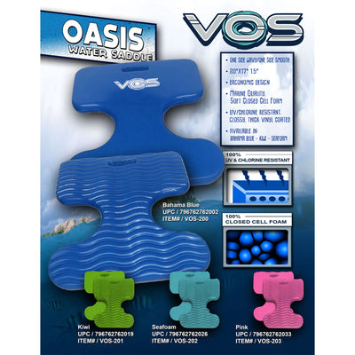Vos Oasis Water Saddle Swim Pool Float Seat for Adults and Kids, Capri Blue