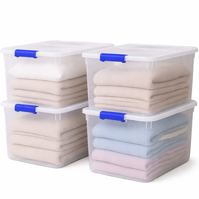 Homz 112 Quart Heavy Duty Modular Stackable Storage Containers, Clear, 4 Pack