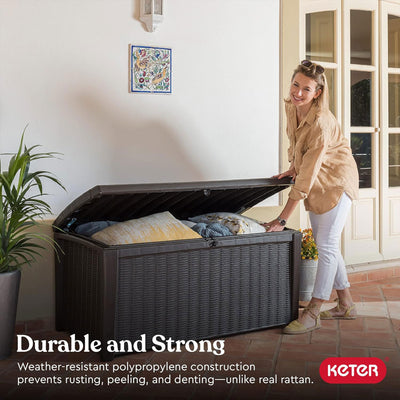 Keter Borneo Outdoor Storage Bin for Patio Furniture, 110 Gal, Grey (Open Box) - VMInnovations