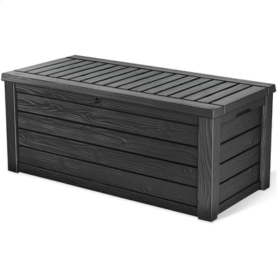 Keter Westwood 150 Gallon Outdoor Furniture Storage Deck Box Dark Gray(Open Box)