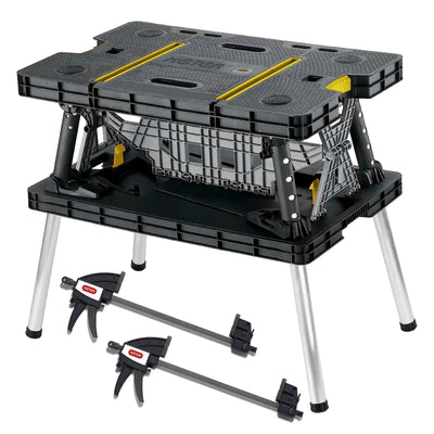 Keter Folding Table Tool Storage Stand Workbench Sawhorse w/12" Clamps(Open Box)