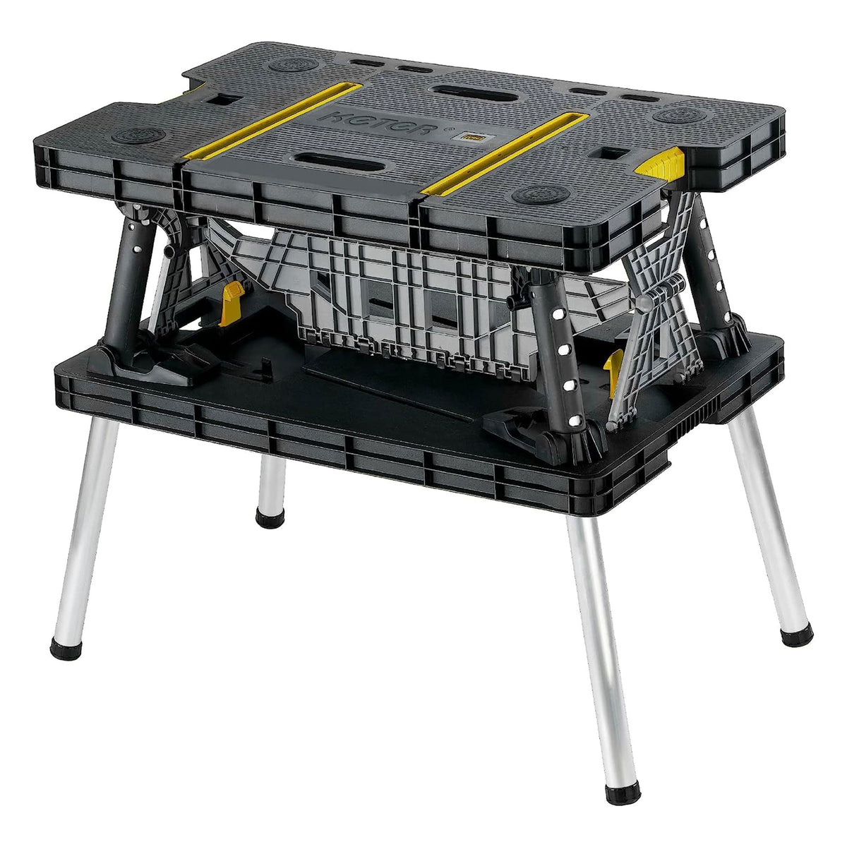 Keter Folding Table Tool Storage Stand Workbench Sawhorse w/12" Clamps(Open Box)
