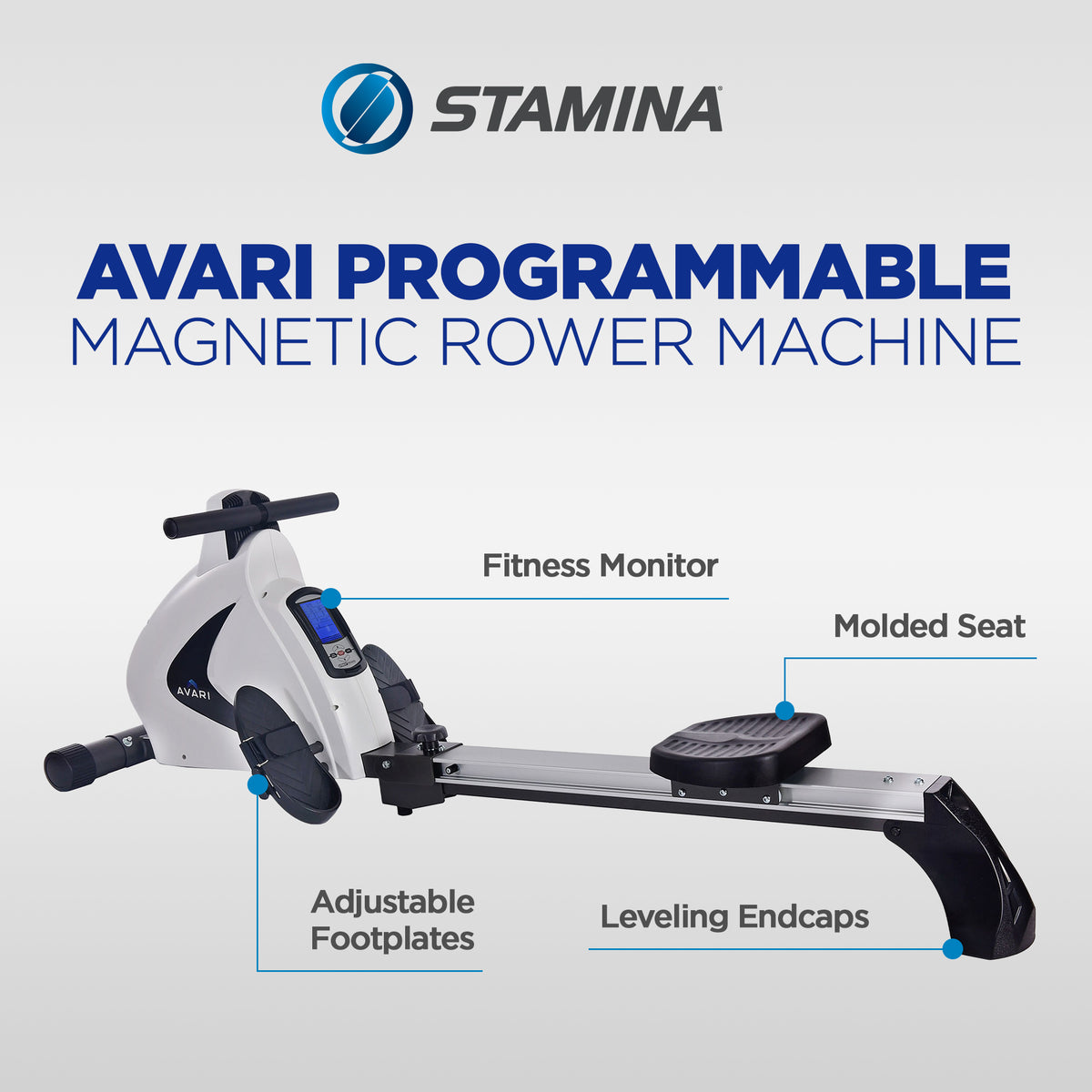 Stamina Products12 Program Cardio Exercise Monitor Magnetic Rower (Open Box) - VMInnovations