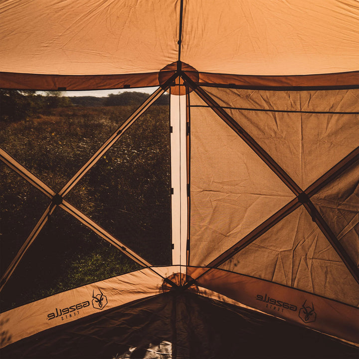 Gazelle G6 12ft x 12ft 6-Sided Pop Up Portable 8 Person Gazebo Tent, Desert Sand