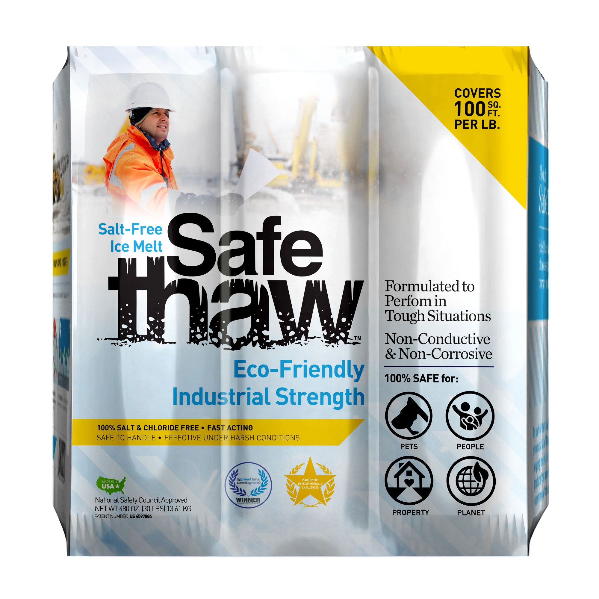 Safe Thaw Industrial Strength Salt Free Traction Agent Ice Melter, 30 Pounds - VMInnovations