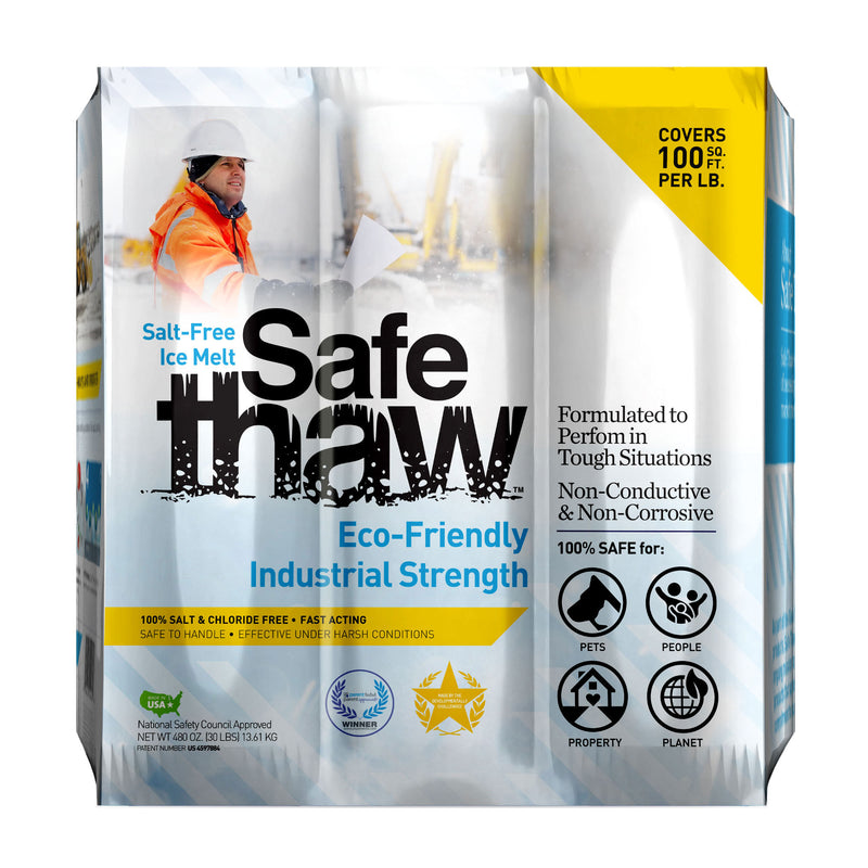 Safe Thaw Industrial Strength Salt Free Traction Agent Ice Melter, 30 Pounds