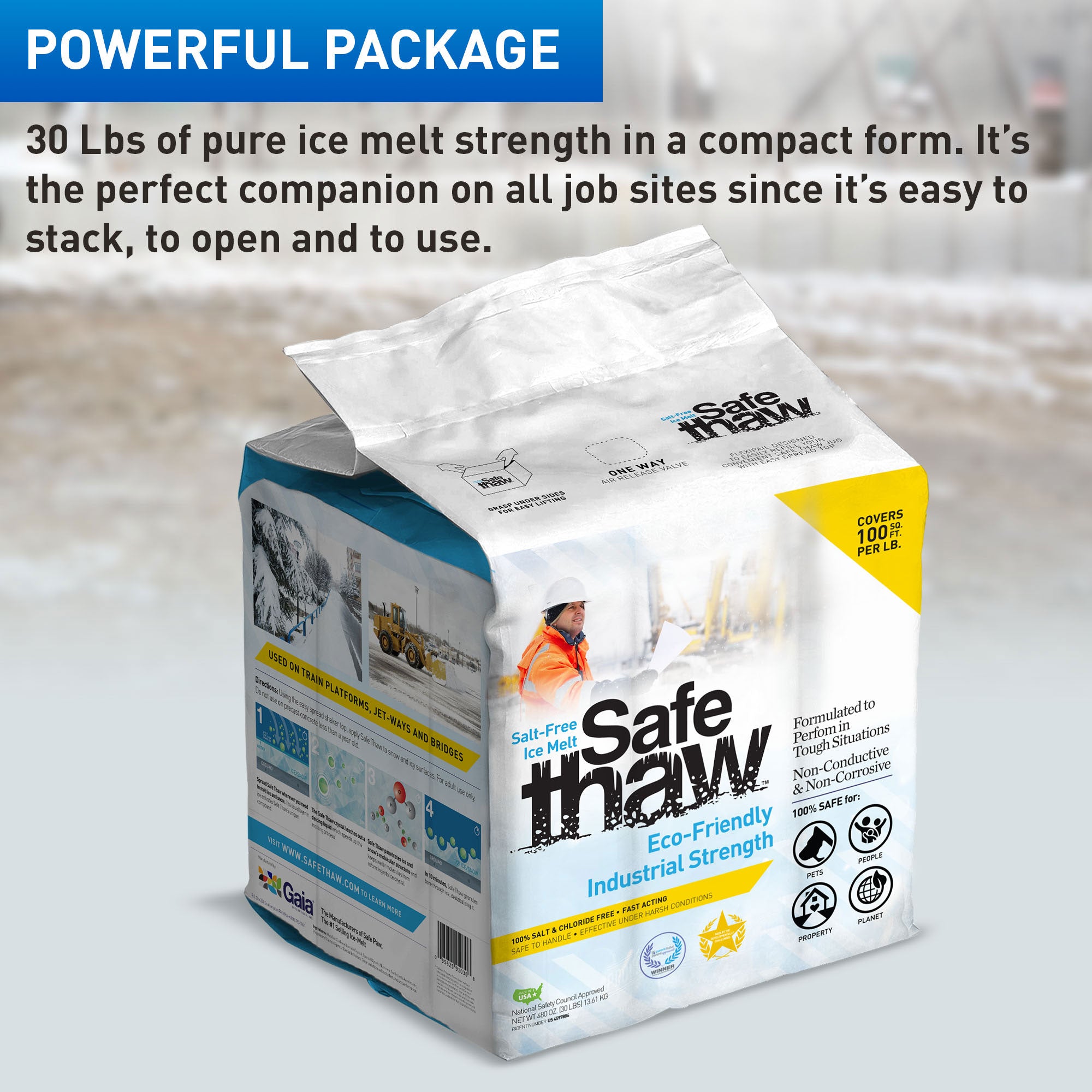 Safe Thaw Industrial Strength Salt Free Traction Agent Ice Melter, 30 Pounds - VMInnovations