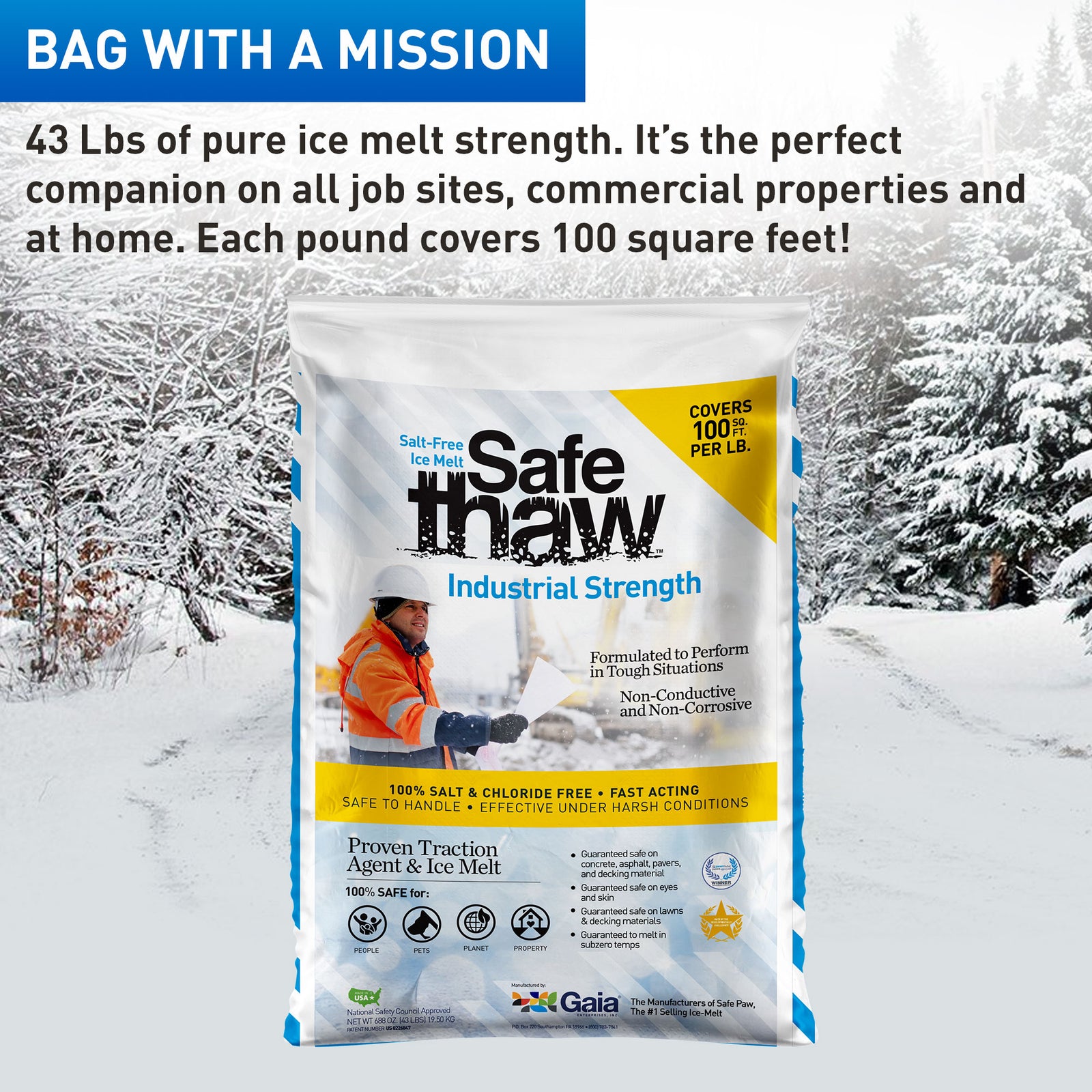 Safe Thaw Industrial Strength Salt Free Traction Agent Ice Melter, 43 Pounds - VMInnovations