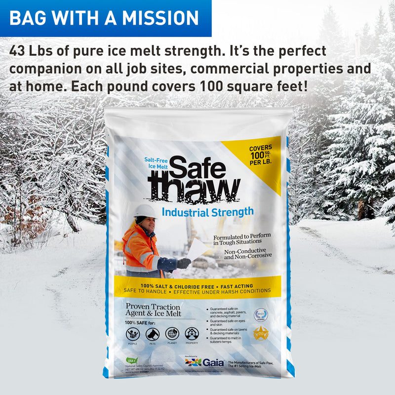 Safe Thaw Industrial Strength Salt Free Traction Agent Ice Melter, 43 Pounds