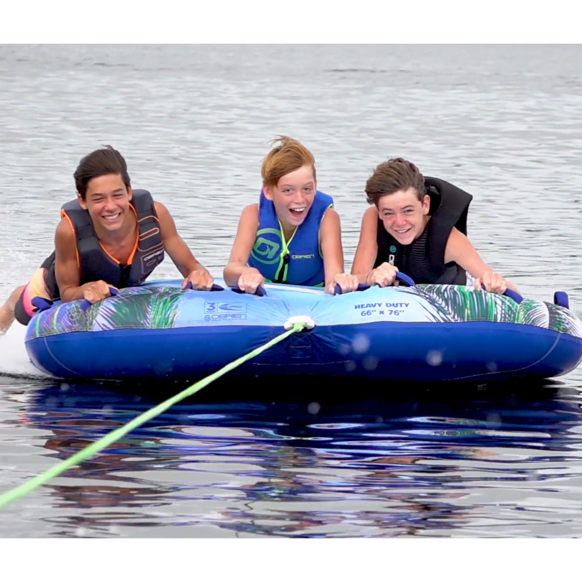 O'Brien Paradise 3 66 x 76 Inch 3 Person Towable Inflatable Deck Boat Inner Tube - VMInnovations