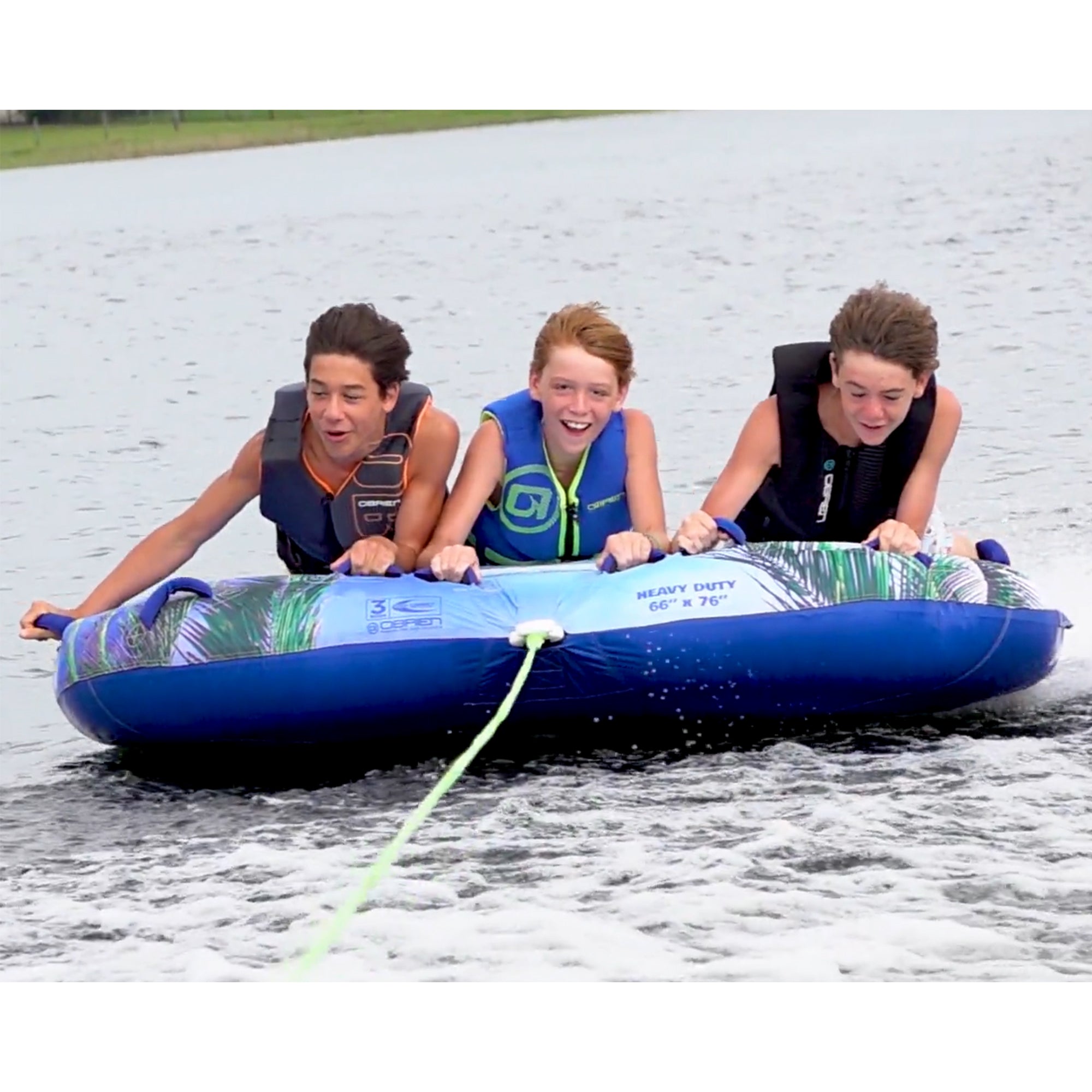 O'Brien Paradise 3 66 x 76 Inch 3 Person Towable Inflatable Deck Boat Inner Tube - VMInnovations