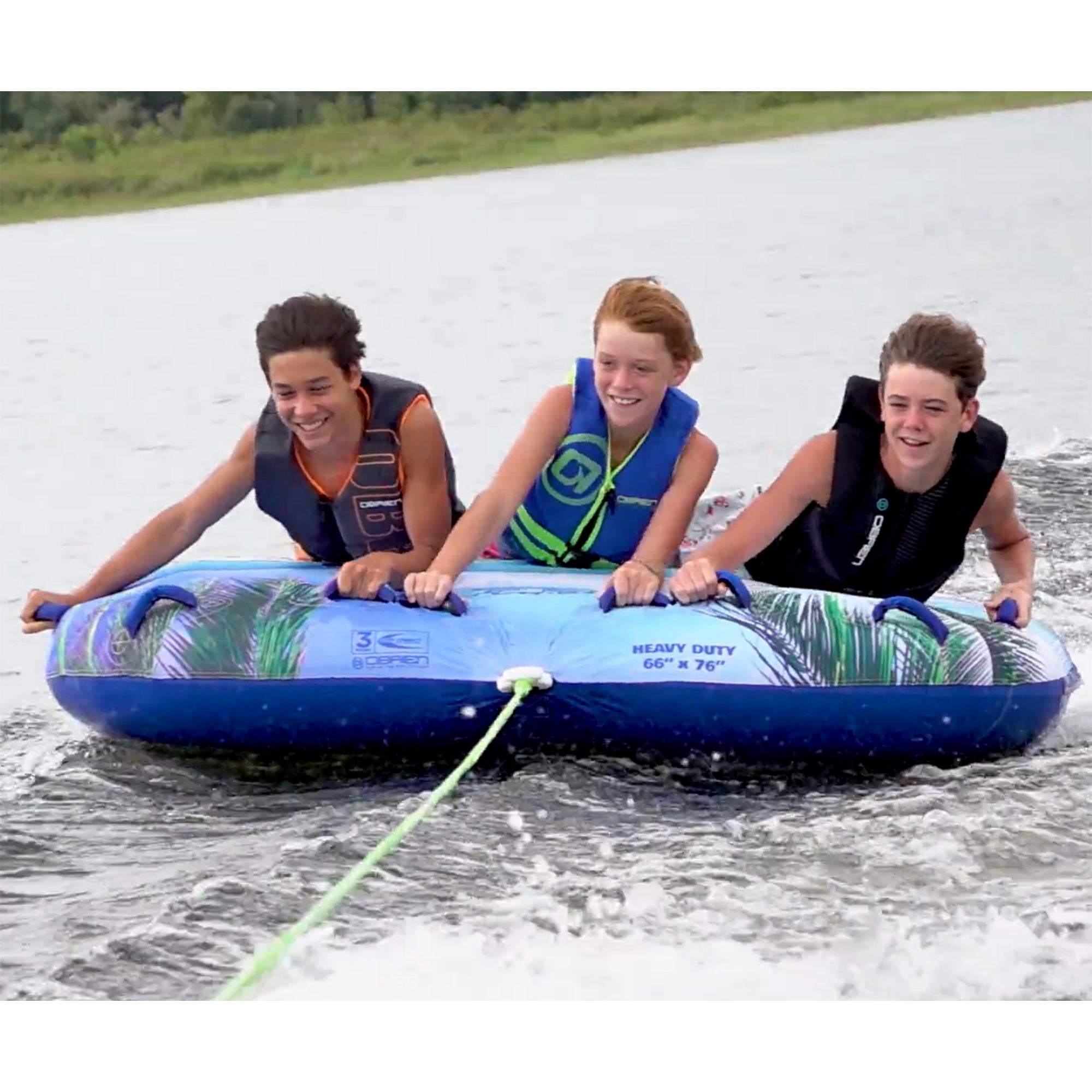 O'Brien Paradise 3 66 x 76 Inch 3 Person Towable Inflatable Deck Boat Inner Tube - VMInnovations