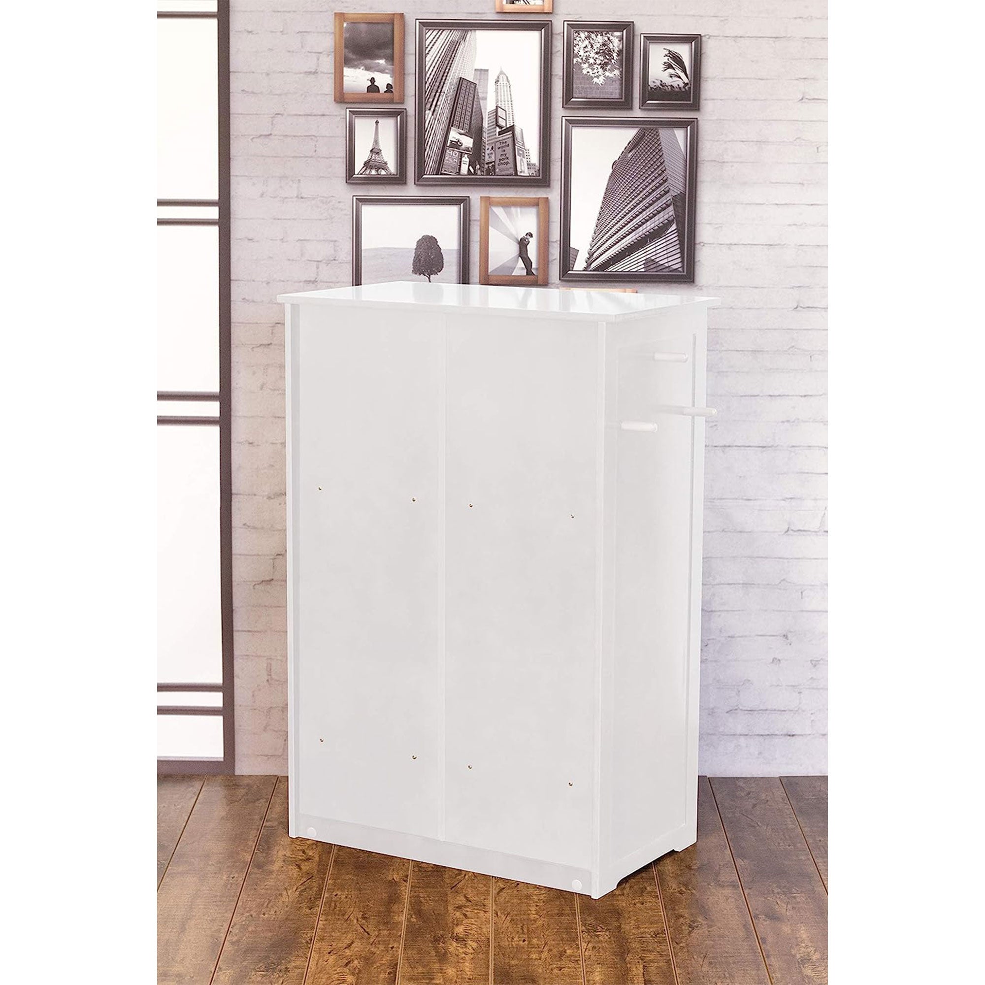 Zoovilla Pet Feeder Large Storage Bin with Hidden Elevated Dog Bowl Stand, White