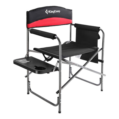 Compact Camping Folding Chair with Side Table and Storage Pocket, Red (Used)