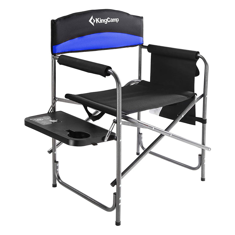 Compact Camping Folding Chair w/ Side Table & Storage Pocket, Blue (Open Box)