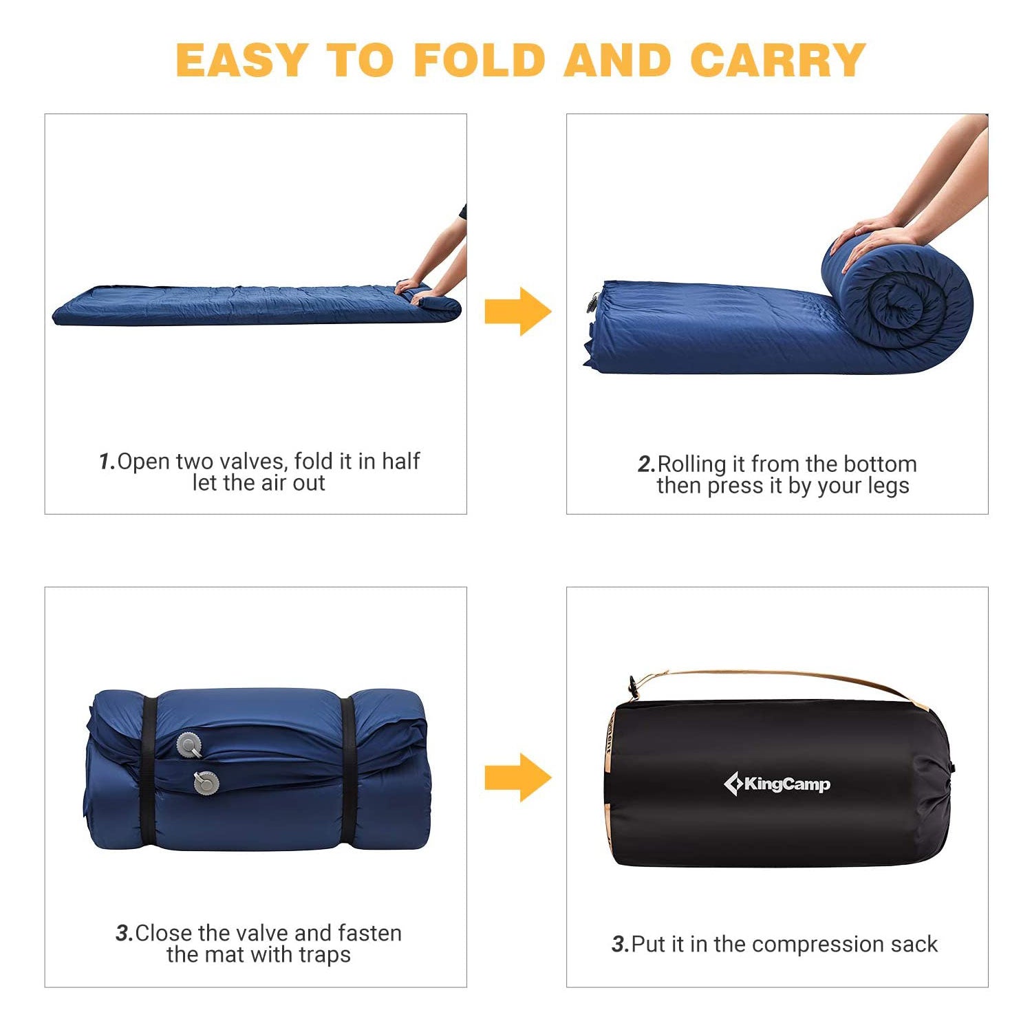 KingCamp Double Self Inflating Sleeping Mat Pad Foam Mattress, Blue (Used) - VMInnovations