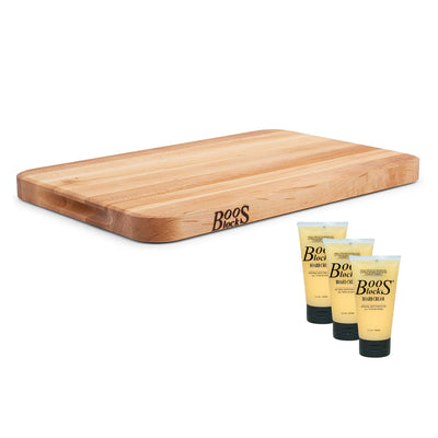 John Boos Maple Reversible 18 x 12" Cutting Board and Block Board Natural Cream