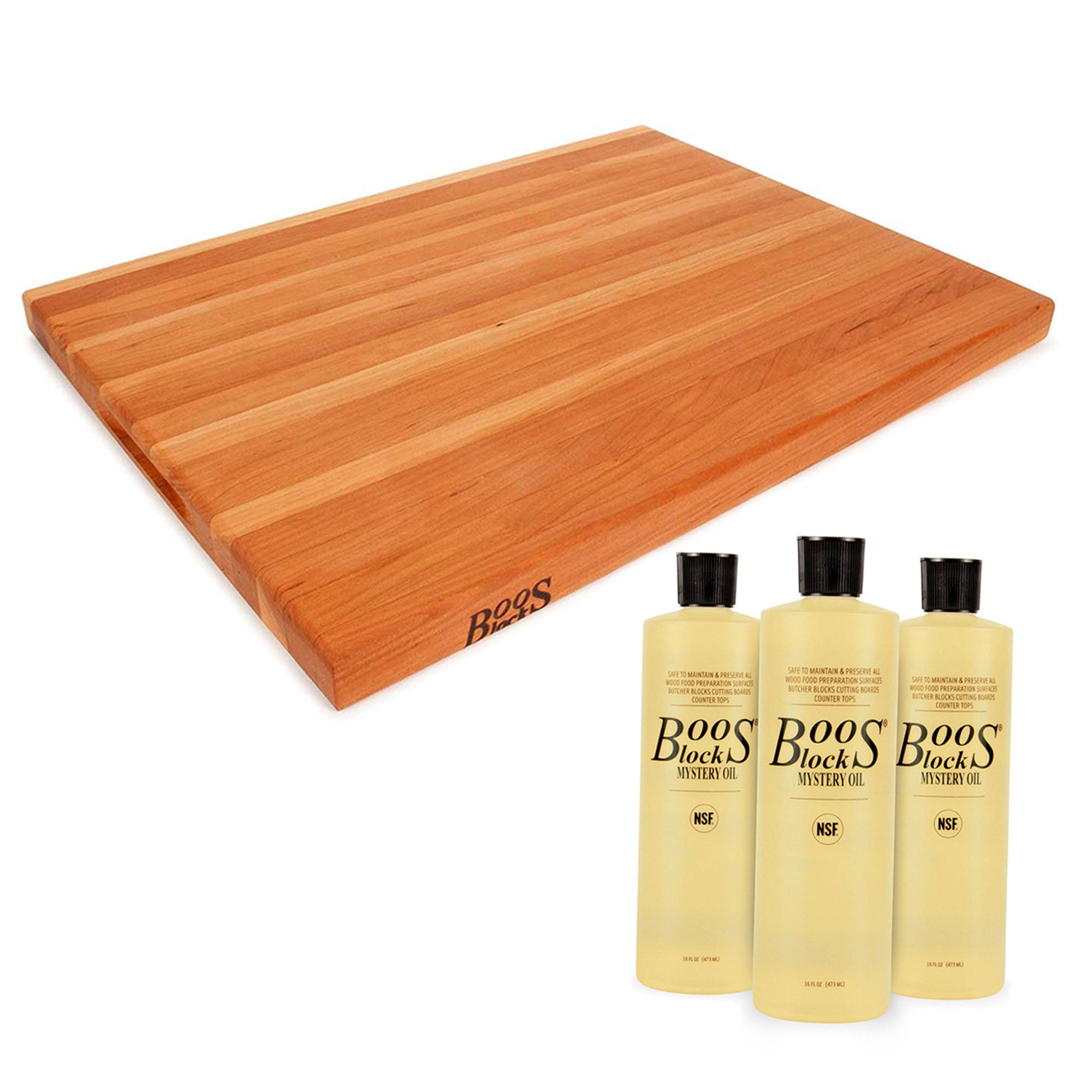 John Boos 24 x 18" Cutting Board Bundle with 3 Pack of Boos Block Mystery Oil