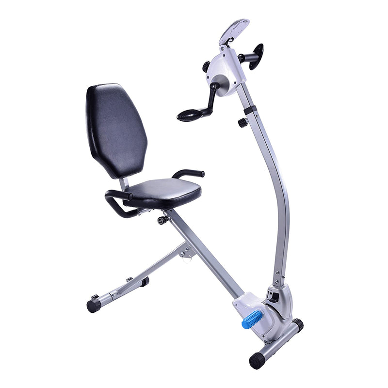 Stamina Upright Seated Indoor Cardio Exercise Bike w/ Upper Body Exerciser, Gray