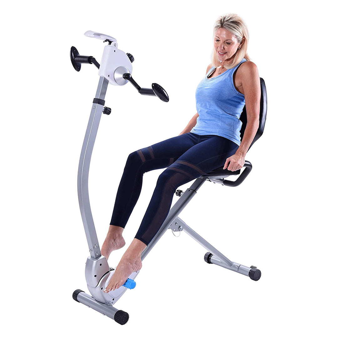 Stamina Upright Seated Indoor Cardio Exercise Bike w/ Upper Body Exerciser, Gray