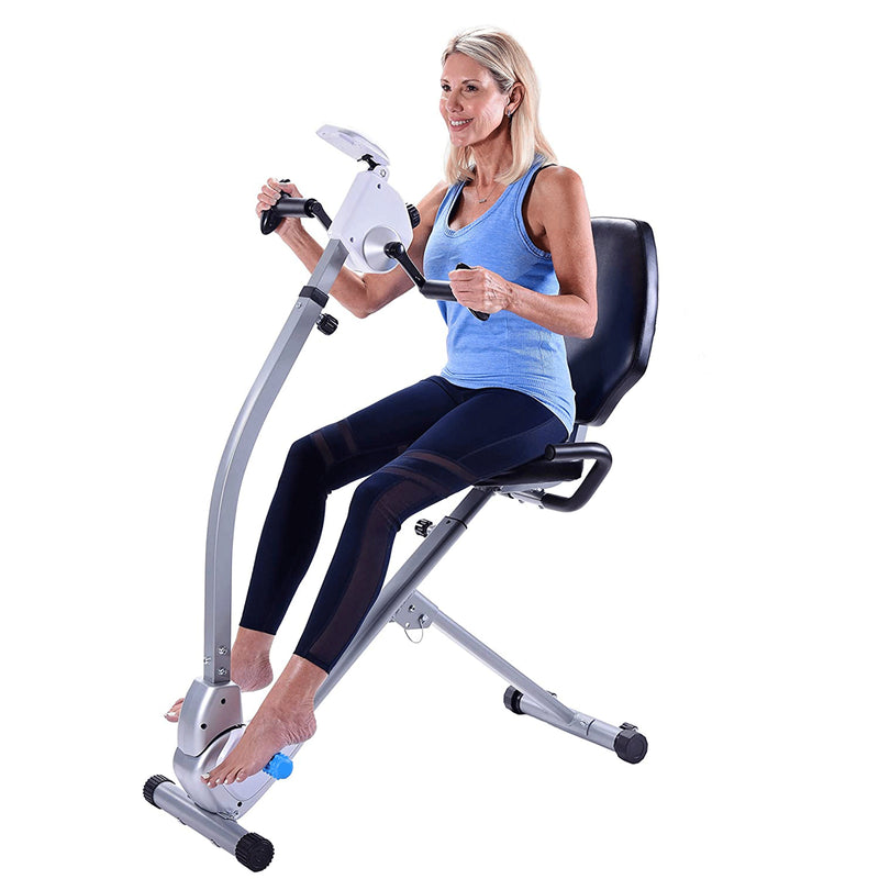 Stamina Seated Cardio Exercise Bike w/ Upper Body Exerciser, Gray (Open Box)