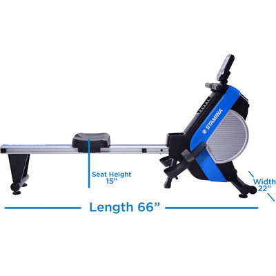 Stamina Cardio Exercise DT Plus Air Rowing Workout Machine w/ LCD Display, Blue