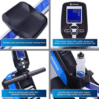 Stamina Cardio DT Plus Air Rowing Workout Machine w/ LCD Display Blue (Open Box) - VMInnovations