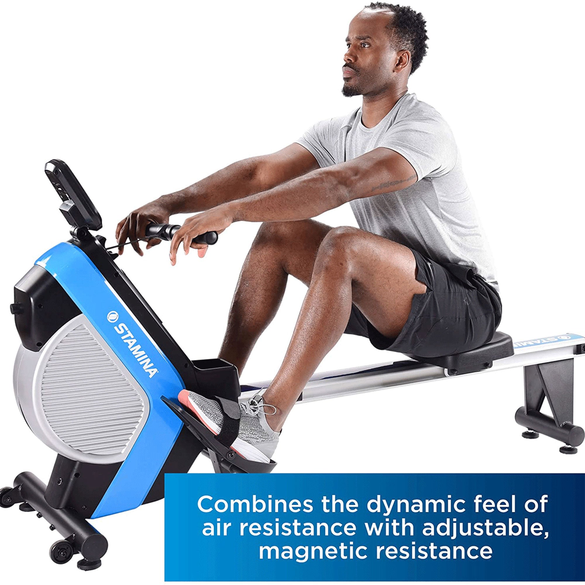 Stamina Cardio DT Plus Air Rowing Workout Machine w/ LCD Display Blue (Open Box) - VMInnovations