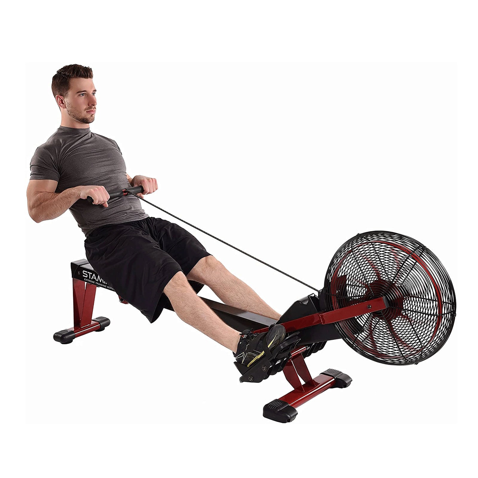 Stamina Cardio Exercise Foldable X Air Rower Rowing Machine w/ LCD Display, Red - VMInnovations