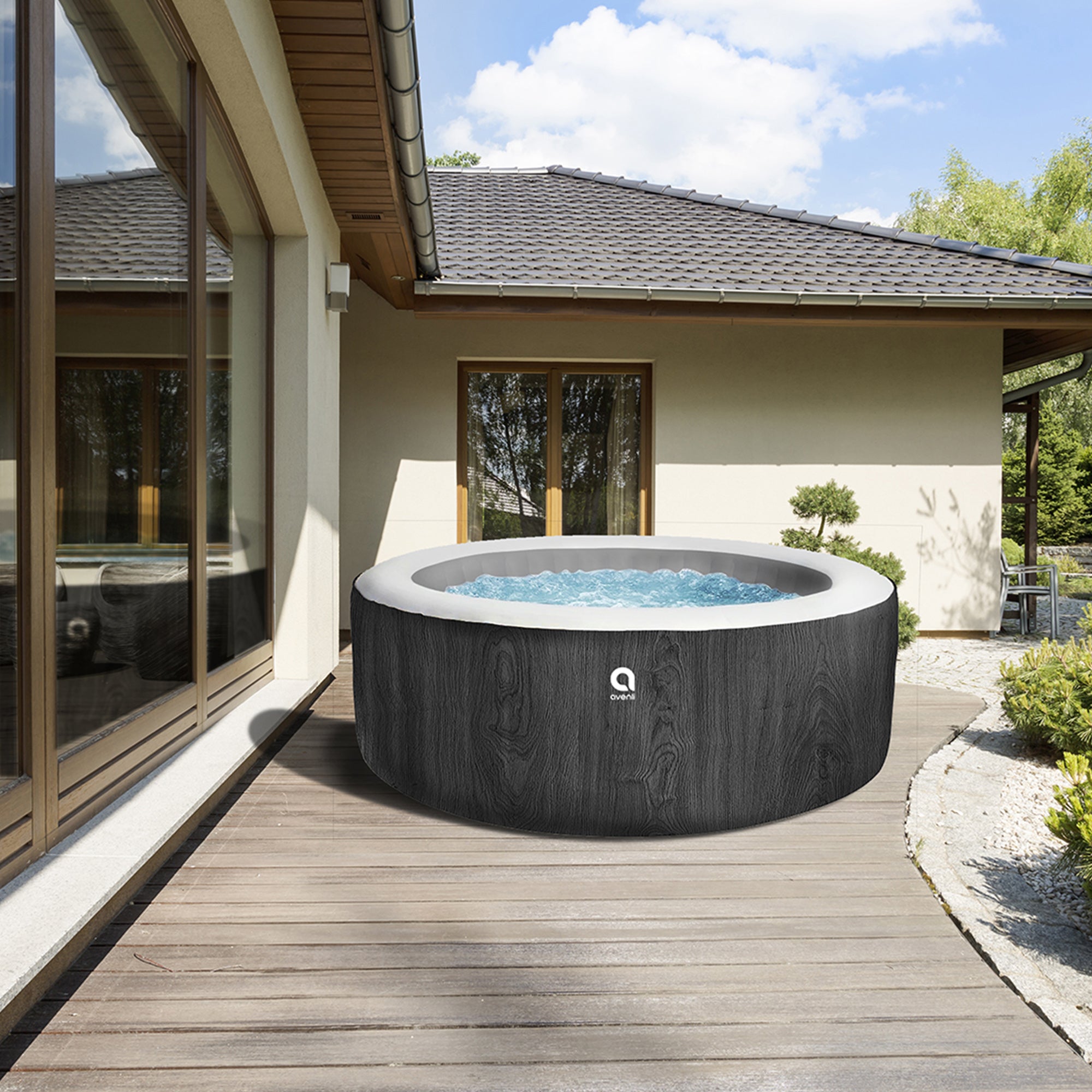 JLeisure Avenli 1,200Lt 63" 6 Person Inflatable Round Hot Tub, Black (Open Box) - VMInnovations