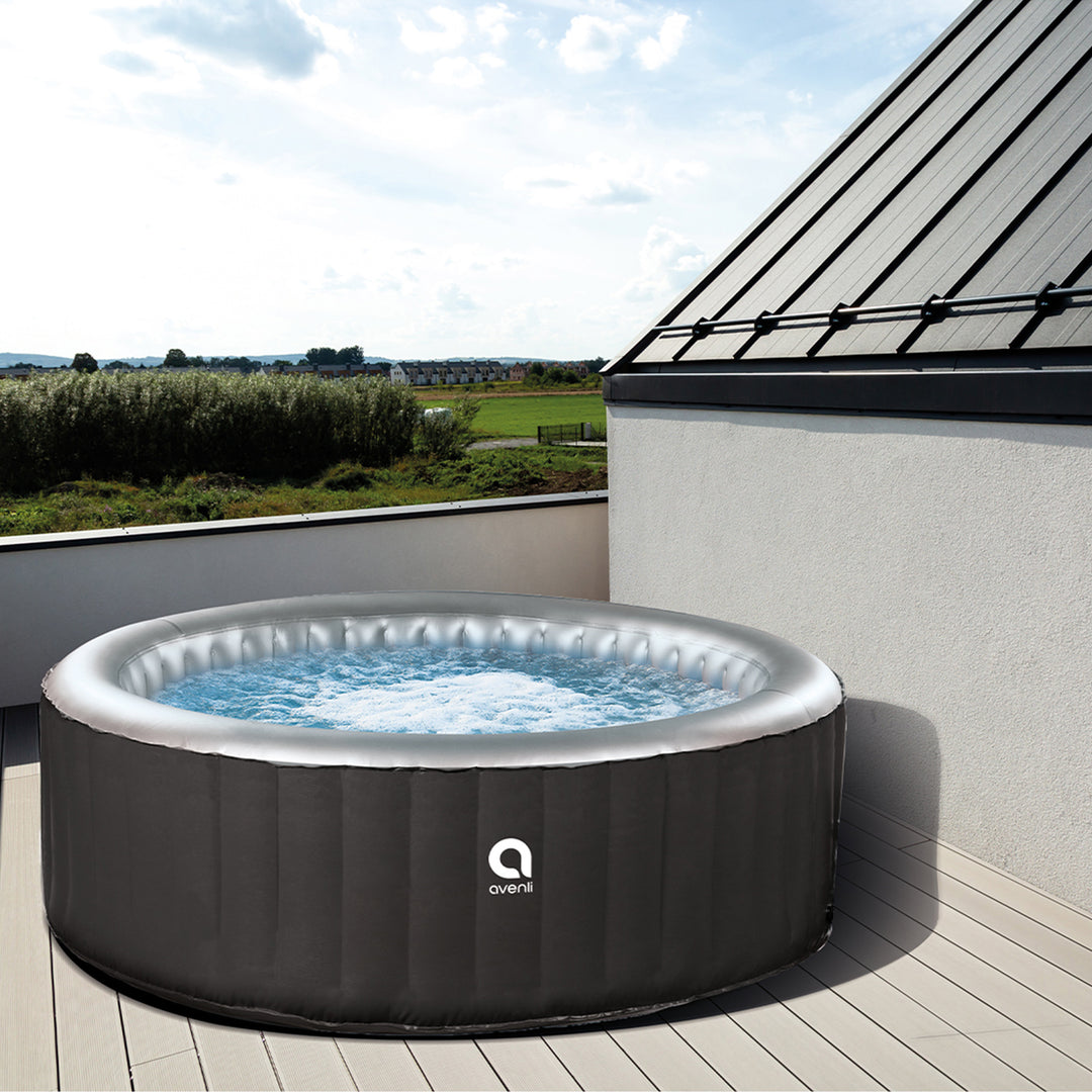 JLeisure Avenli 49 inch 3 Person Inflatable Round Hot Tub Spa, Black (Open Box)