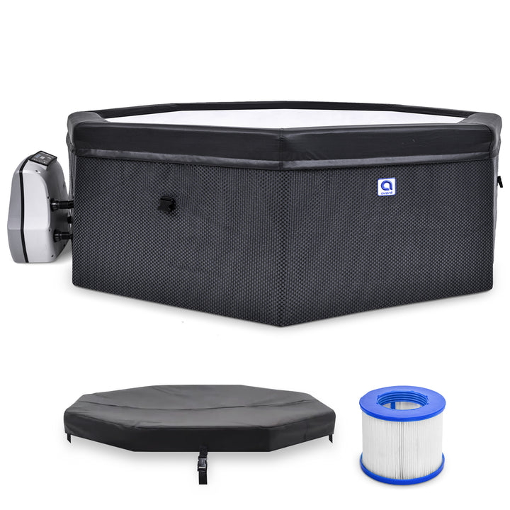 JLeisure Aegean 1,200 Liter 65 inch 6 Person Rigid Foam Wall Hot Tub Spa, Black