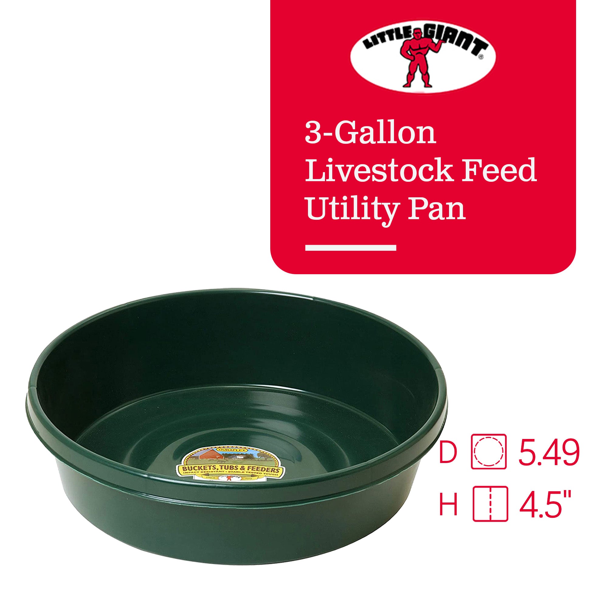 Little Giant 3 Gal Plastic Flat Farm Livestock Feed Utility Pan Green (Open Box) - VMInnovations