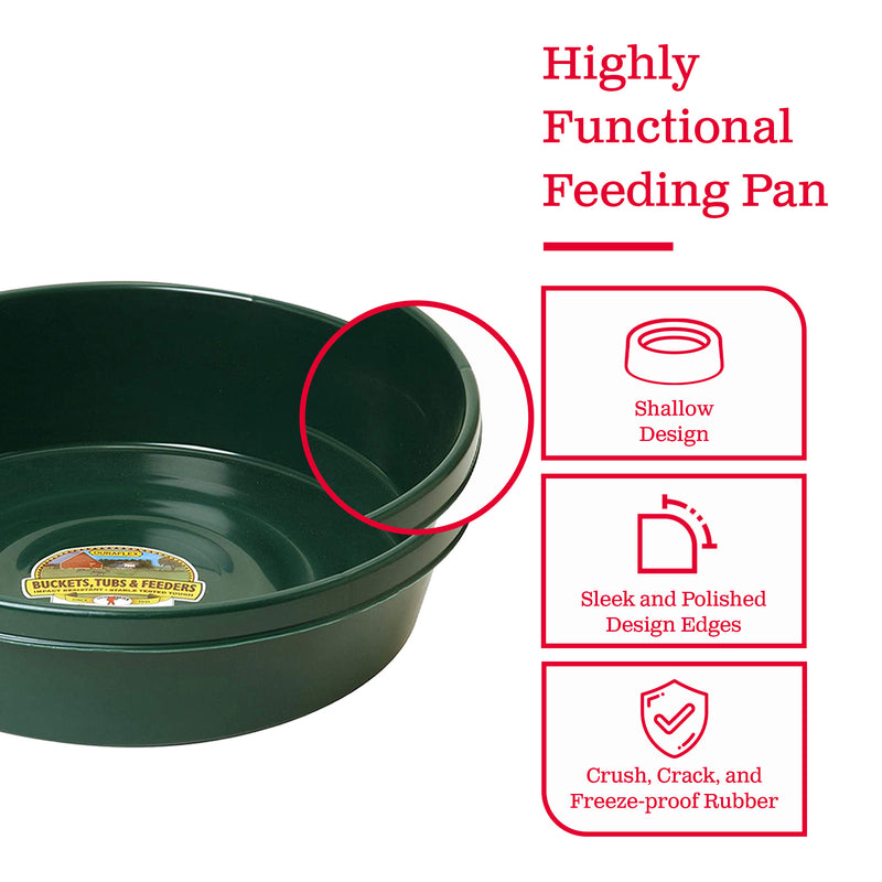 Little Giant 3 Gal Durable Flat Farm Livestock Feed Utility Pan, Green (2 Pack)