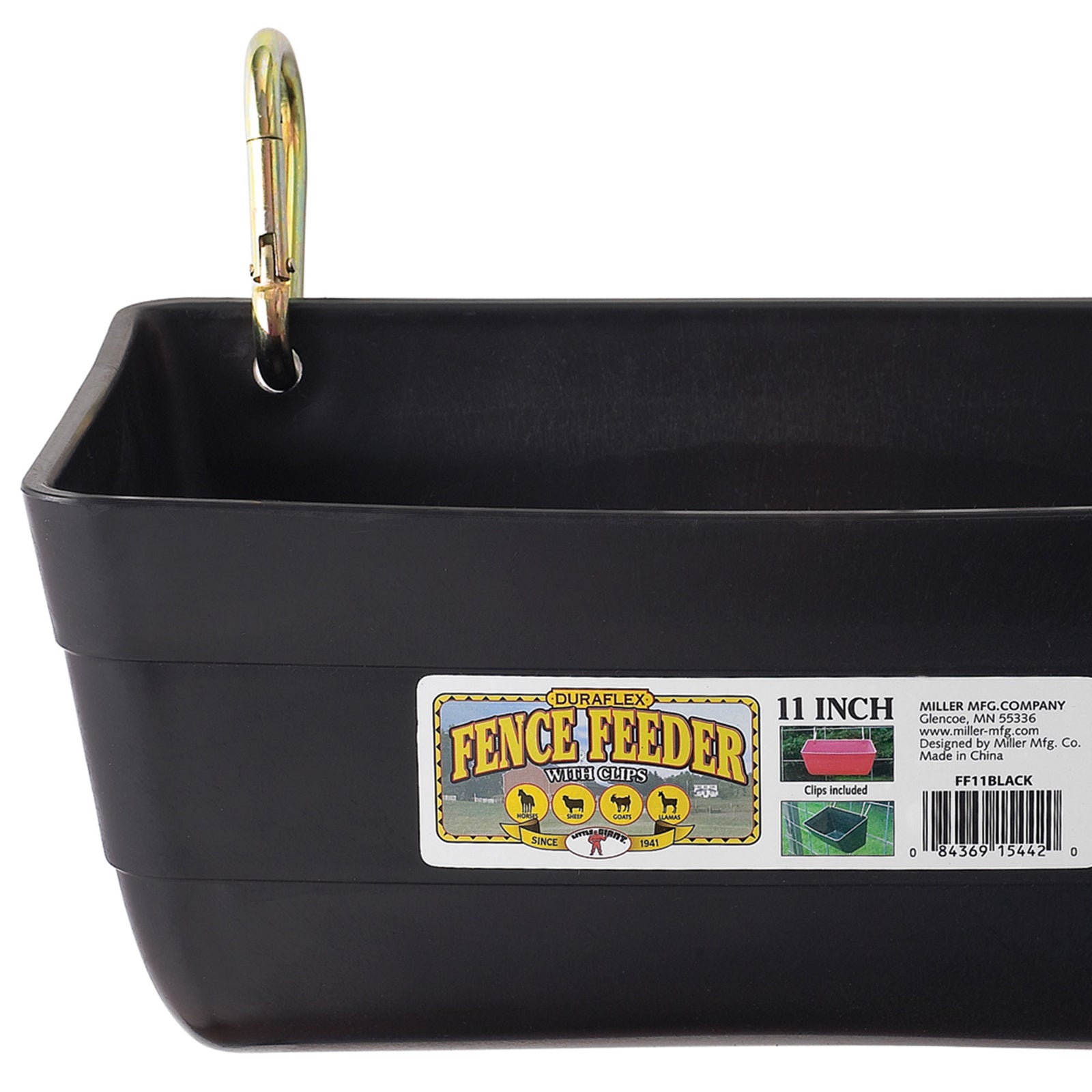 Little Giant FF11RED 4.5 Quart Heavy Duty Feed Trough Bucket Fence Feeder, Black - VMInnovations