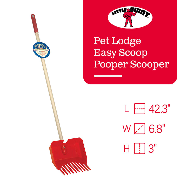 Little Giant Easy Scoop Pet Lodge Pooper Scooper for Dogs w/ Wooden Handle, Red