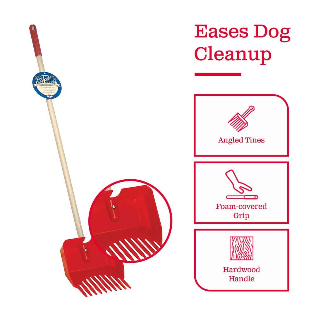 Little Giant Easy Scoop Pet Lodge Pooper Scooper for Dogs w/ Wooden Handle, Red