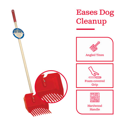 Little Giant Easy Scoop Pet Lodge Scooper for Dogs w/ Wooden Handle, Red (Used)