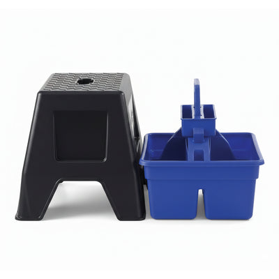 Little Giant DuraTote Stable Stool and Tote Box with Carrying Handle, Blue - VMInnovations