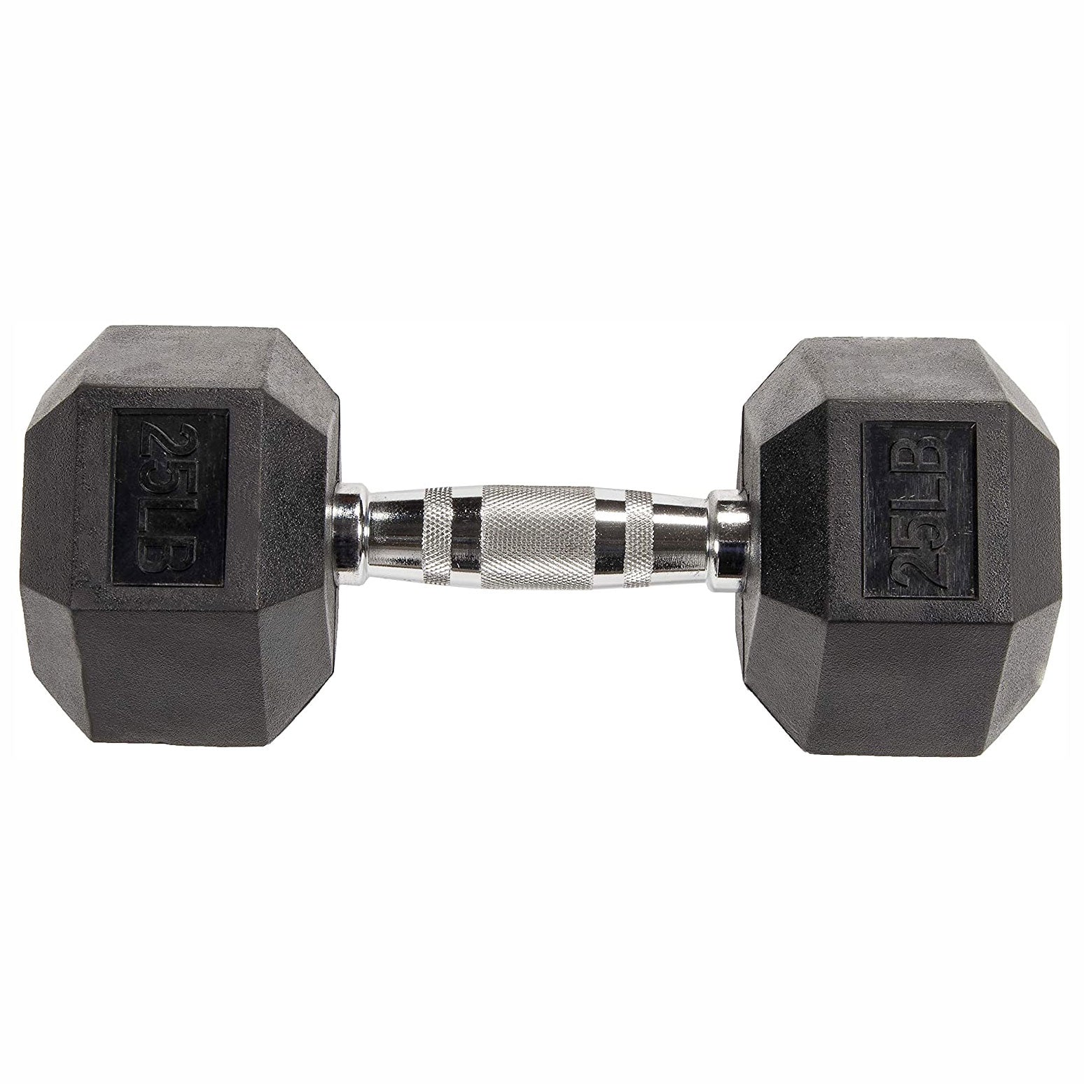 BalanceFrom Rubber Encased Hexagonal Cast Dumbbells Freeweight Set, 25Lb Pair