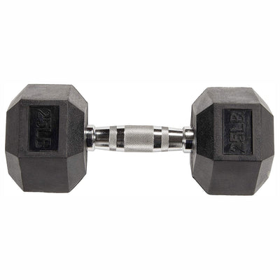 BalanceFrom Rubber Encased Hexagonal Cast Dumbbells Freeweight Set, 25Lb Pair