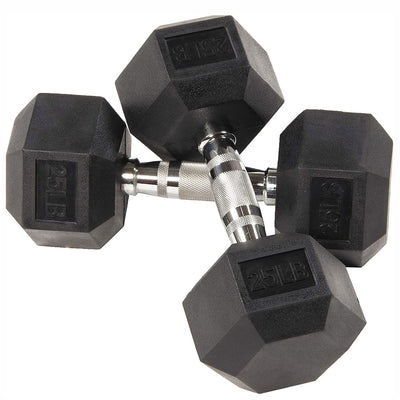 BalanceFrom Rubber Encased Hexagonal Cast Dumbbells Freeweight Set, 25Lb Pair