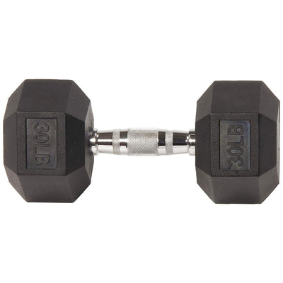 BalanceFrom Rubber Encased Hexagonal Cast Dumbbell Freeweight Single, 30 Pound