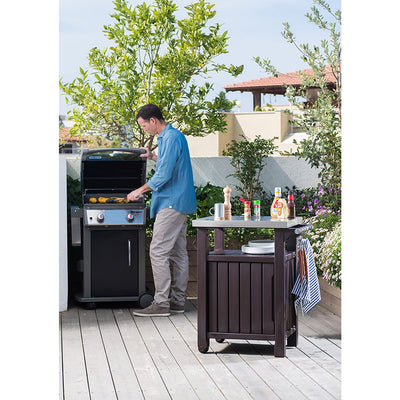 Keter Unity 40 Gal Entertainment Patio Storage BBQ Grilling Bar Cart (Used)