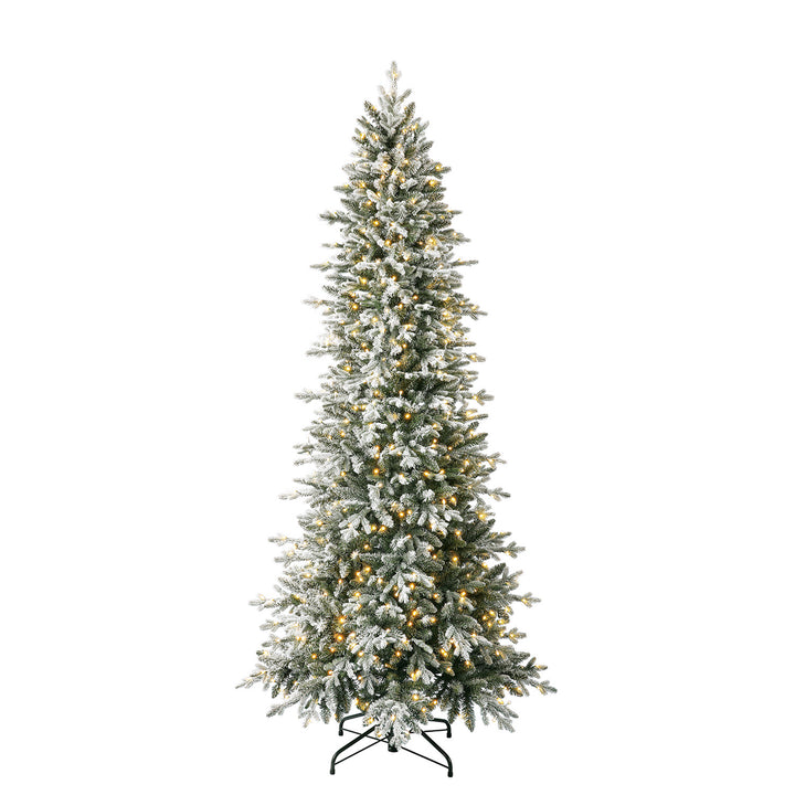Home Heritage Snowy Redwood Pine 7.5 Ft Prelit Artificial Christmas Tree w/ LEDs - VMInnovations