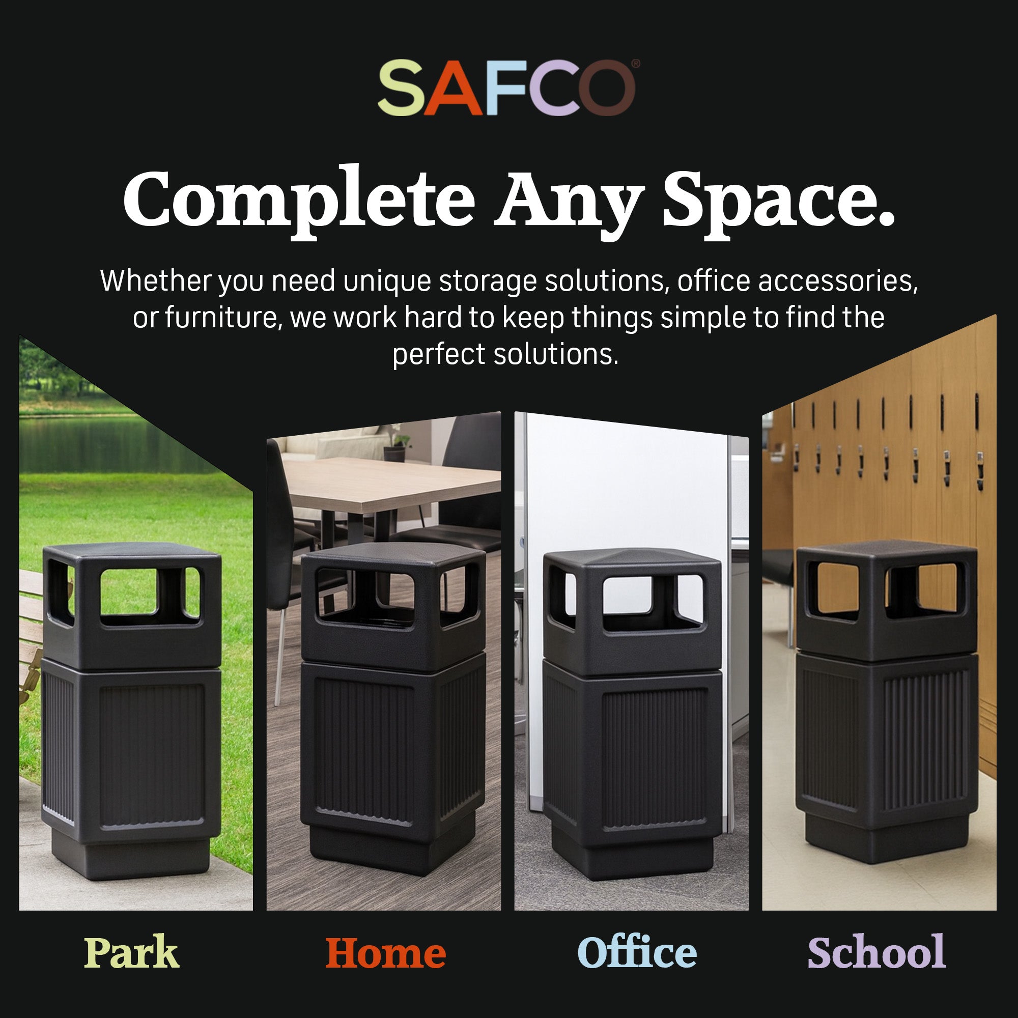 Safco Canmeleon Outdoor and Indoor Recessed Panel Trash Can, 38 Gal (Used)