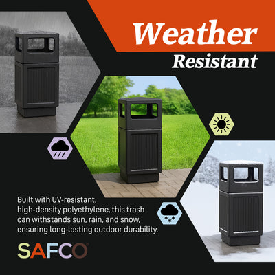 Safco Canmeleon Outdoor and Indoor Recessed Panel Trash Can, 38 Gal (Used)